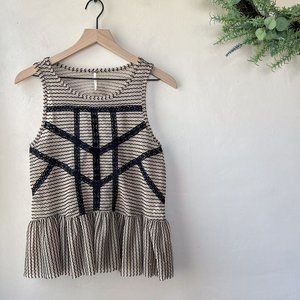 Free People Lace Striped Peplum Top
